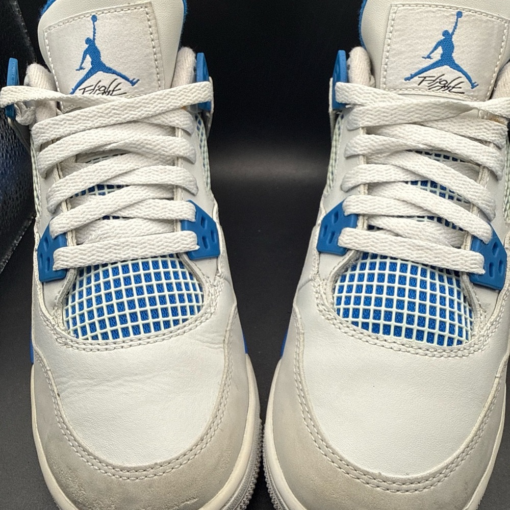Size 5.5Y - Jordan 4 Retro 2012 Low Military Blue GS, 498452-105, No Box, Flawed